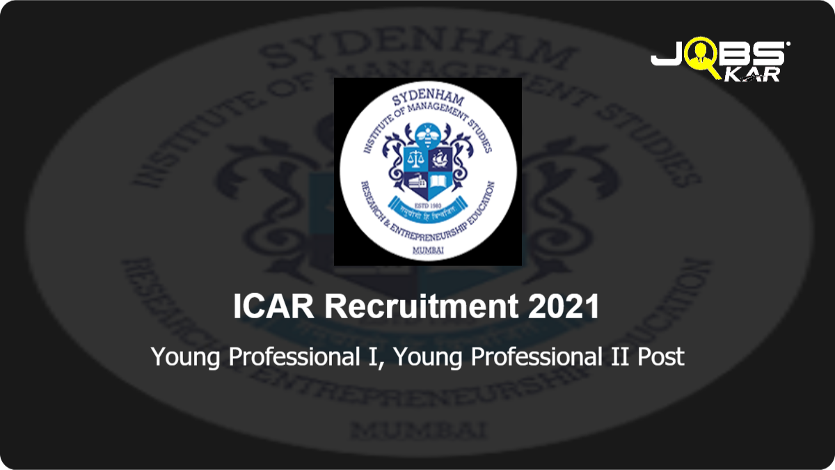 ICAR Recruitment 2021: Apply for 14 Young Professional I, Young Professional II Posts