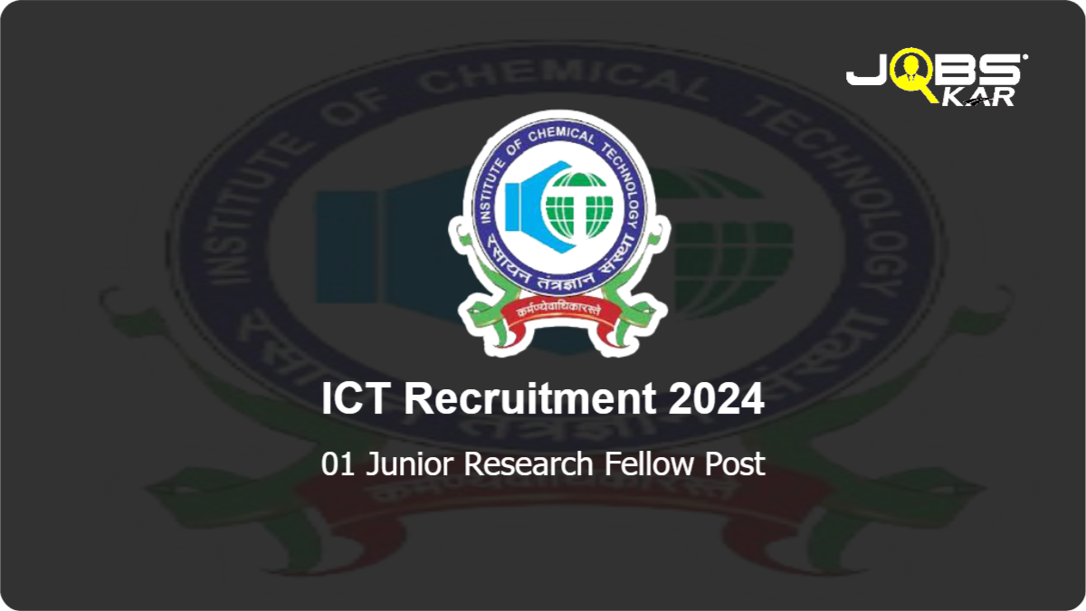 ICT Recruitment 2024: Apply Online for Junior Research Fellow Post