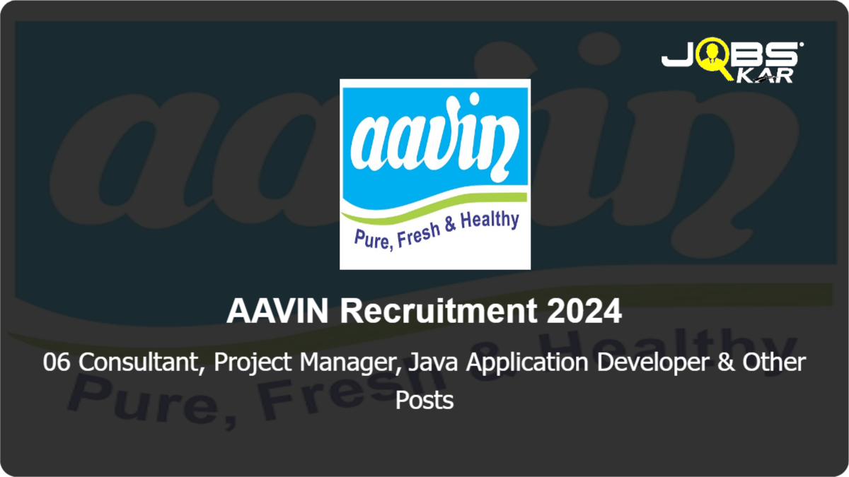 AAVIN Recruitment 2024: Apply for 06 Consultant, Project Manager, Java Application Developer, Analyst Posts